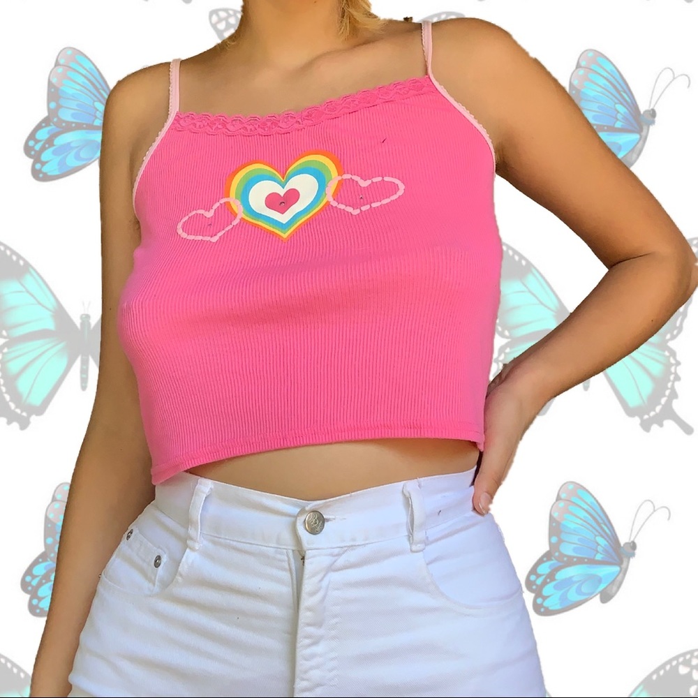 Pink heart tank top 🤩